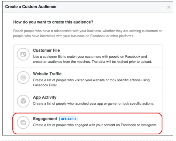 engagement-custom-audience-on-facebook 10 Facebook marketing tips for the holiday season